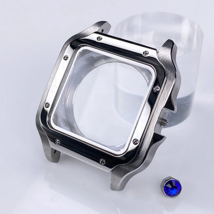 38mm NH35 Square Watch Case 316L Stainless steel Watch Accessories Santos Modification Parts for NH35 4R35 NH36 4R36 Movements