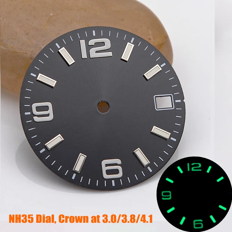 28.5mm Watch Dial NH35 NH36 Dial fit For SKX007 SPRD 6105 Tuna SPB185 SPB187 Watch Cases Feet 3.0 3.8 4.1 Green Luminous Dial