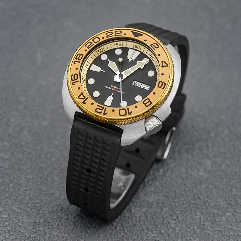 Golden Sterile Turtle SKX6105  Abalone NH36A Sapphire 20Bar Ceramic Bezel 44mm
