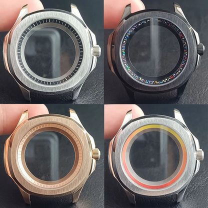 39.5MM Stainless Steel Sapphire Glass Waterproof Case Have Inner Ring FIT NH 35 NH36 NH70 Movement Watch Parts Accessories