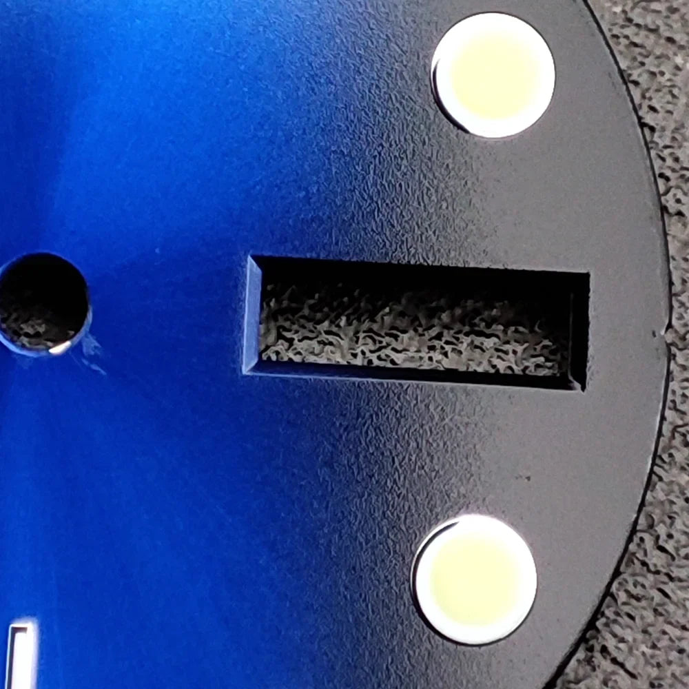 28.5mm Watch Dial Black Blue Gradient Dual Calendar Date Watch Faces with Green Luminous Watch Accessories for NH36 Movement