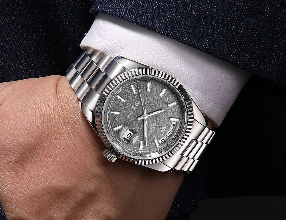 CADISEN C8215 DD40 Watches Day-Date AR Sapphir 10Bar MIYOTA 8285 Movt 40MM