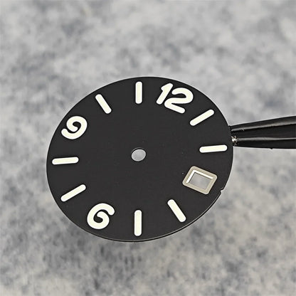 28.5mm Watch Dial Digital Sunburst/Frosted Faces Green Luminous Men's Watch Modification Parts for NH35/NH36/4R/7S Movement