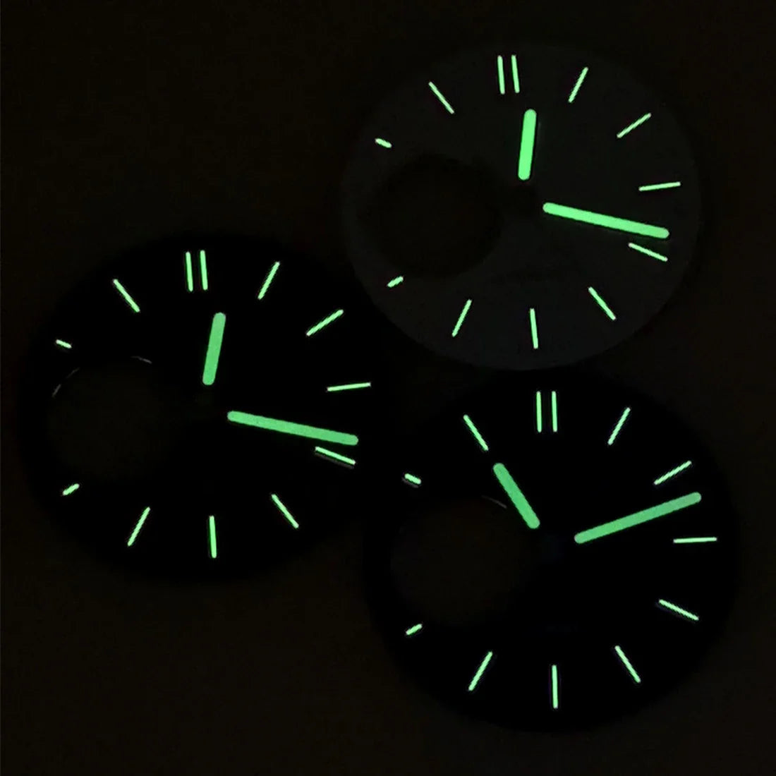 28.5mm Honeycomb Texture Watch Dial Hands Set Green Luminous Faces for NH34 NH38 Movement