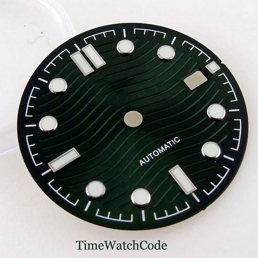 31mm Wave Dial Watch Face Hands Fit for NH35A ETA 2824 PT5000 ST2130 Miyota 8215 821A DG2813 3804 Movement Date Luminous Dial