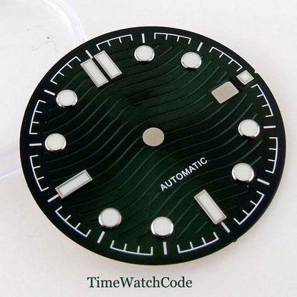 31mm Wave Dial Watch Face Hands Fit for NH35A ETA 2824 PT5000 ST2130 Miyota 8215 821A DG2813 3804 Movement Date Luminous Dial