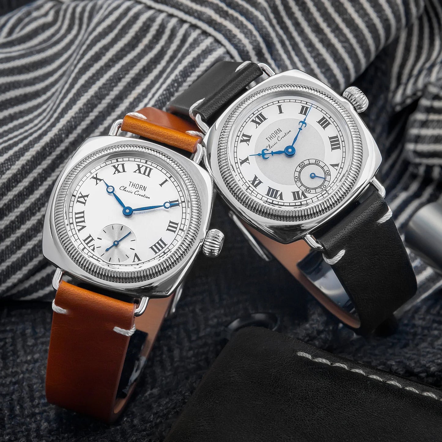 Thorn T002  Retro Square Sub Second 36mm Sapphire Glass VD78 Quartz Movement 10bar