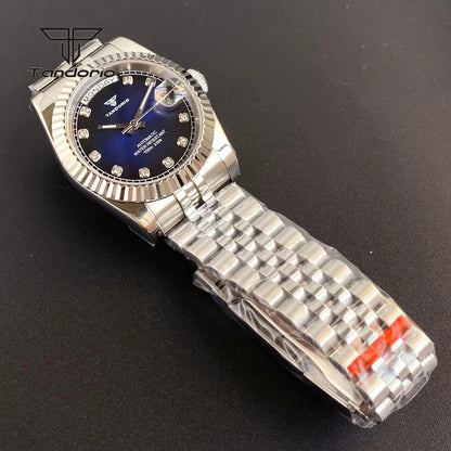 Tandorio Day Date Watch TD139 Seiko NH36 39mm / 36mm Sunburst Sapphire 10Bar