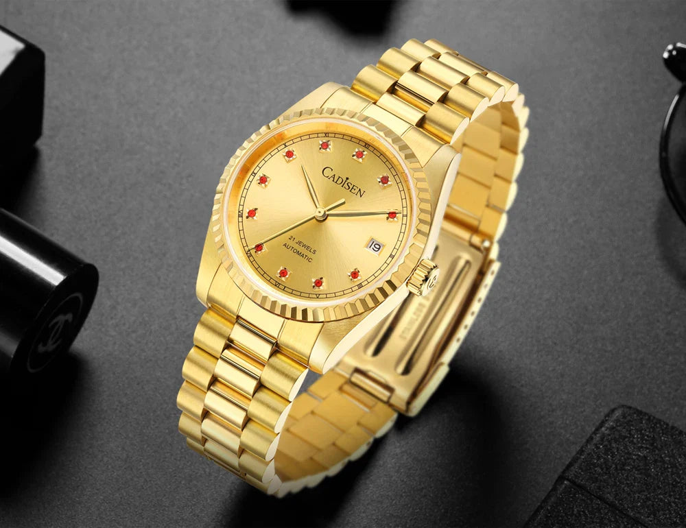 CADISEN C8223 DateJust Watch Miyota 8215 Sapphire Luxury Golden Watch 36MM Ladies Men