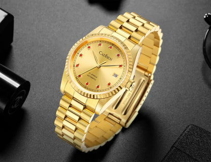 CADISEN C8223 DateJust Watch Miyota 8215 Sapphire Luxury Golden Watch 36MM Ladies Men