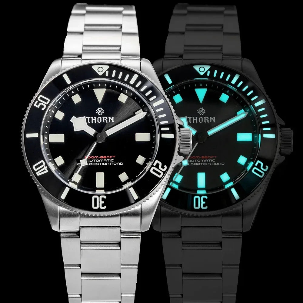 THORN SHY036 Titanium Sub Diver 39MM  Vintage PT5000  Automati Sapphire C3 Super Luminous 20bar