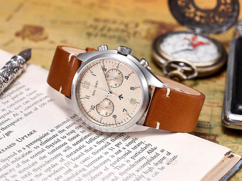 Customizable Watch Baltany 39mm Vk64 Quartz  Military watch Chrono RAF 6BB Homage Multifunction Chronograph 5bar AR Sapphire Swiss Lume