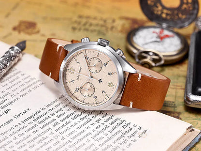 Customizable Watch Baltany 39mm Vk64 Quartz  Military watch Chrono RAF 6BB Homage Multifunction Chronograph 5bar AR Sapphire Swiss Lume