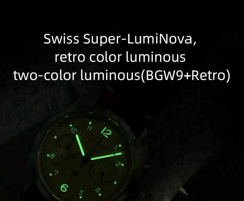 Customizable Watch Baltany 39mm Vk64 Quartz  Military watch Chrono RAF 6BB Homage Multifunction Chronograph 5bar AR Sapphire Swiss Lume