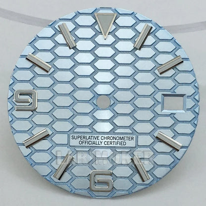 honeycomb texture watch dial is 29mm green luminous suitable for replacing parts of NH35 and NH36 movements