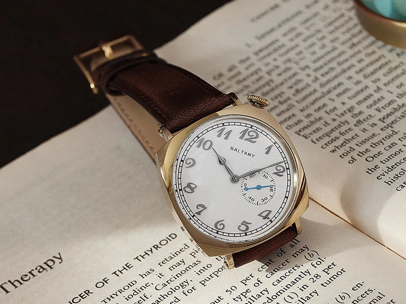 Baltany Dress Watch Man 4046G ST1701 Automatic Gold Case Stainless Steel Square Retro 1921 Homage Mechanical Wristwatch Man