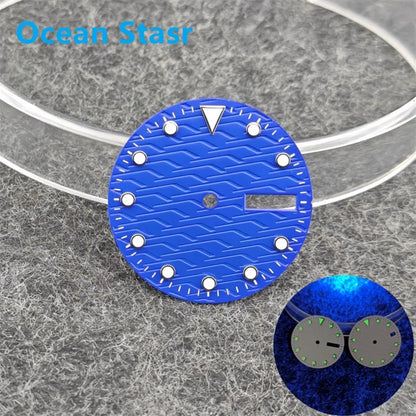 28.5mm Watch Dial Ocean Star Surface Single / Double Calendar Watch Faces Green Luminous Watch Accessory for NH35/NH36 Movement