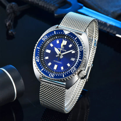 45MM PARNSRPE Big Abalone Automatic NH35 Movement Aseptic Dial Sapphire Diver 20 Bar Turtle