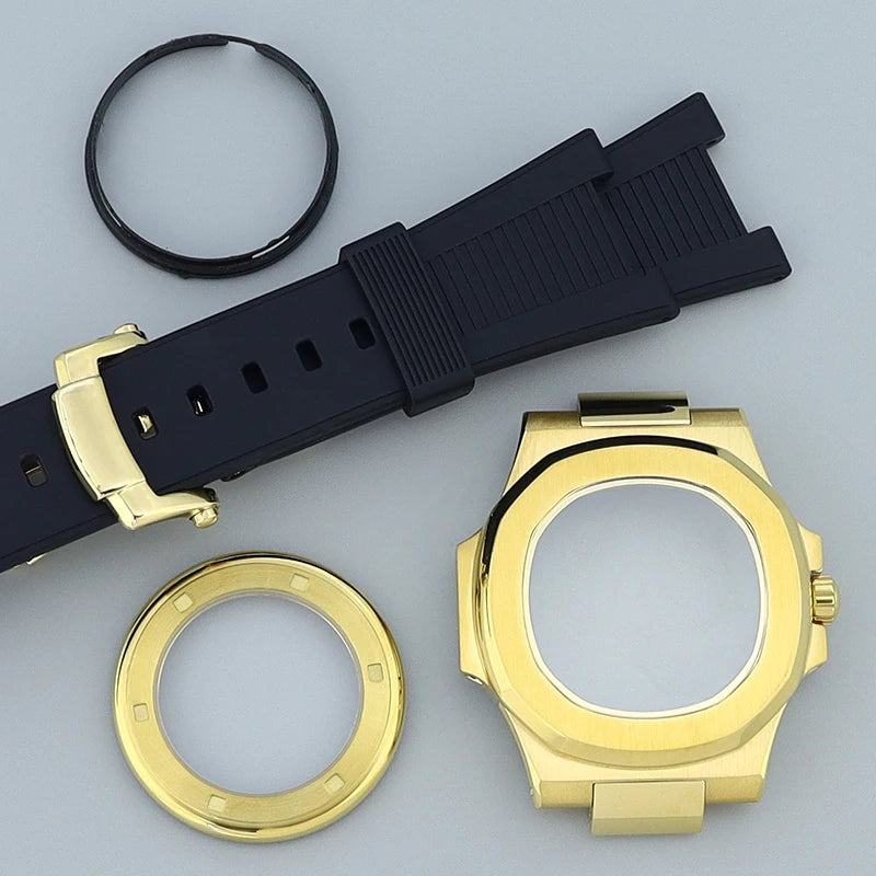 Silver/Black/Rose Gold 40mm Watch Cases Strap Parts Sapphire Glass For NH35 NH36 NH34 NH38 NH72 Movement 30.8mmDial Mod Nautilus