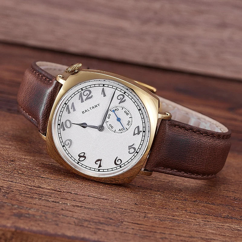 Baltany Dress Watch Man 4046G ST1701 Automatic Gold Case Stainless Steel Square Retro 1921 Homage Mechanical Wristwatch Man