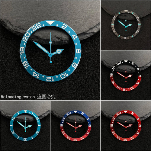 NH35 38-30.5mm bezel insert red Hands Watch Hands Blue Green Luminous Red Green Blue Hands For NH35/36/4R/7S Movement Watches Parts