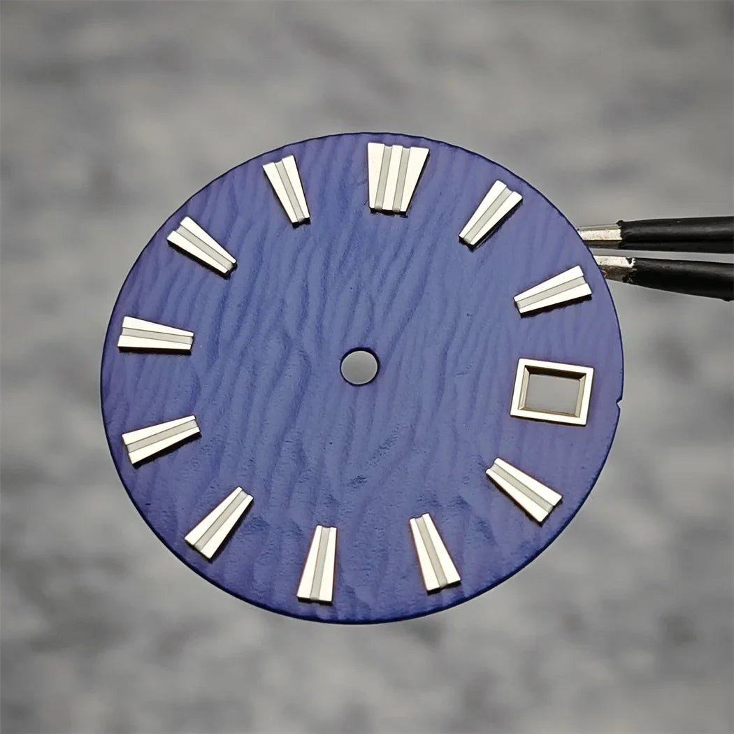 28.5mm NH35 Watch Dial Vertical Wave Stripe Pattern Watch Faces BGW9/C3 Luminous Surface Accessories for NH35/NH36/4R/6R Movement