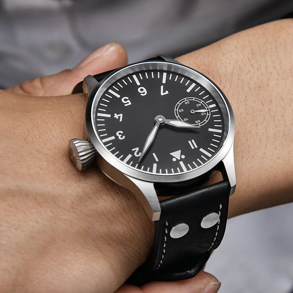 Corgeut 6023 Sub Second Pilot St3600  Manual Mechanical Watch 44MM 5ATM Sapphire Luminious glass back