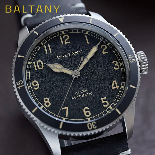 Baltany 38MM Military Watch Men  S2076 NH38 Automation Stainless Steels 100m Waterproof Vintage Khaki Aviation Homage Watch