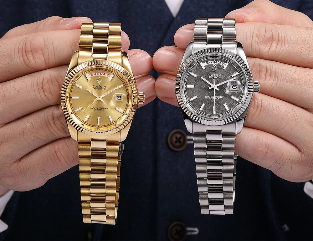 CADISEN C8215 DD40 Watches Day-Date AR Sapphir 10Bar MIYOTA 8285 Movt 40MM