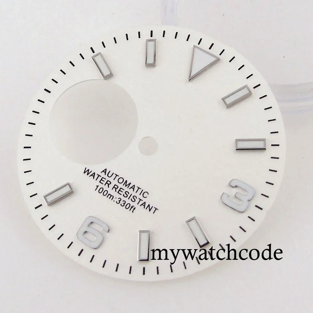 Fit NH38 NH38A Automatic Movement 29mm Blue/Green/White/Orange/Black Watch Hollow Dial Green Luminous Marks Watch Spare Parts