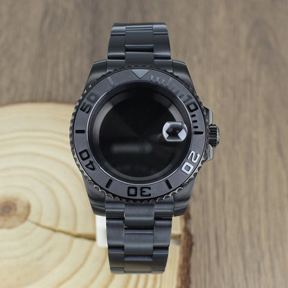 40mm NH35 Accessories Watch Case bands Sapphire for NH35 NH36 NH34 NH70 8215 2824 PT5000 Movt Black Yacht Ceramic bezel insert