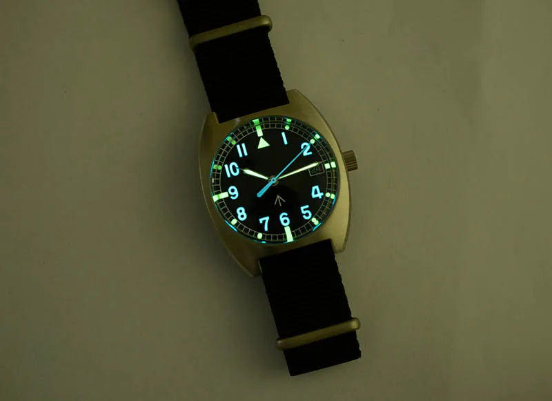 Baltany W10 Military Watch 36mm Calendar Super Luminous Leather Sapphire Stainless Steel NH35 Automatic Mechanical Wristwatches