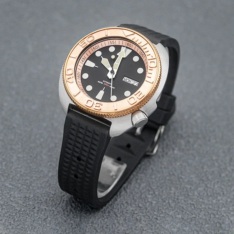 Sterile Albalone Turtle Watch  Golden ceramic bezel SKX6105 6309 NH36A sapphire 20Bar