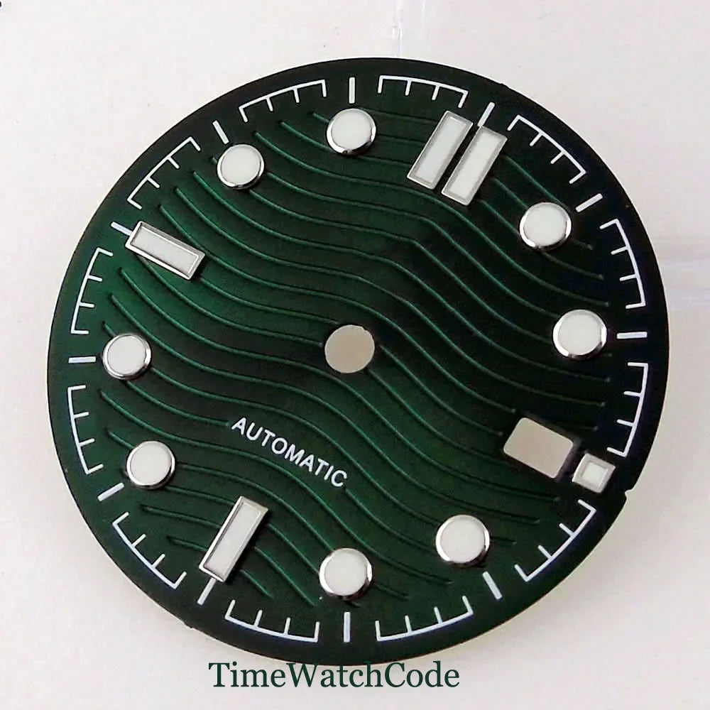 31mm Wave Dial Watch Face Hands Fit for NH35A ETA 2824 PT5000 ST2130 Miyota 8215 821A DG2813 3804 Movement Date Luminous Dial