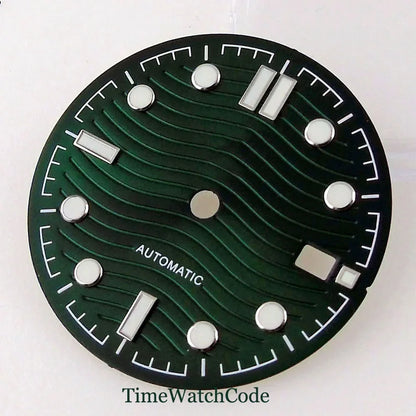 31mm Wave Dial Watch Face Hands Fit for NH35A ETA 2824 PT5000 ST2130 Miyota 8215 821A DG2813 3804 Movement Date Luminous Dial