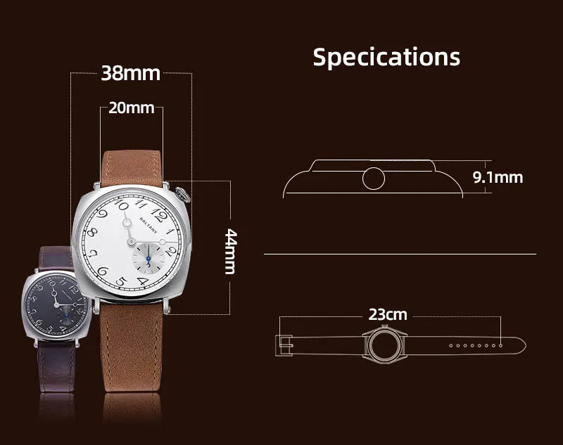 Baltany Quartz 1921 Watches Man S4072 Affordable Reminiscent Wristwatches Sapphire Crystal Sapphire Crystal Square Dress Watch