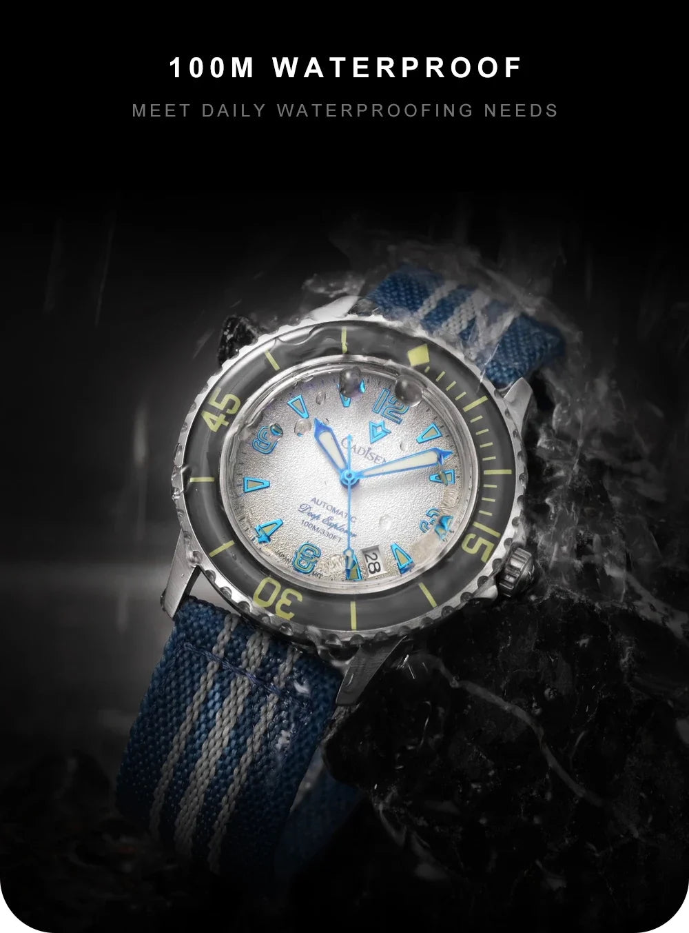 CADISEN BB58 Watch C8239 Miyota 8215 Automatic Luminous 10 Bar 42MM Dive Watch