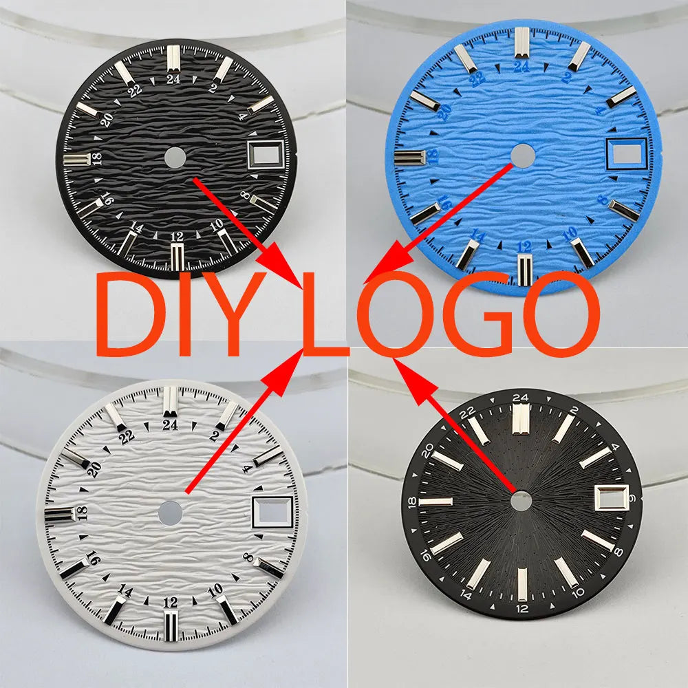 watch dial 28.5mm with water ripple vertical surface luminous watch dial suitable for NH35 movement watch replacement accessorie