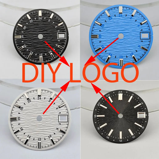 watch dial 28.5mm with water ripple vertical surface luminous watch dial suitable for NH35 movement watch replacement accessorie