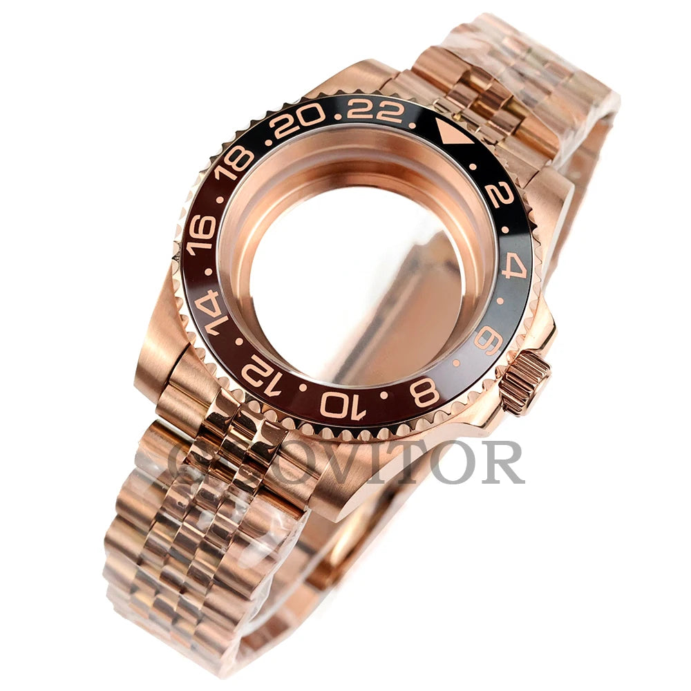 NH35 Watch Case 40mm For GMT YACHT-MASTER Seiko NH34/NH35/NH36/NH38 Movement Rose Gold Jubilee Bracelet Submariner NH35 Case