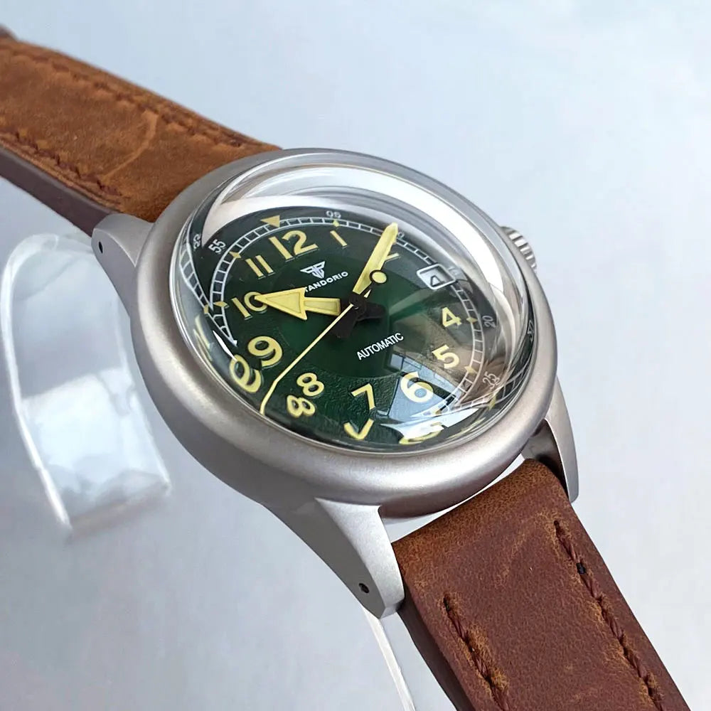 Tandorio 36mm Military Watch TD135B 20Bar NH35 Cream Dial Bouble Bow Sapphire