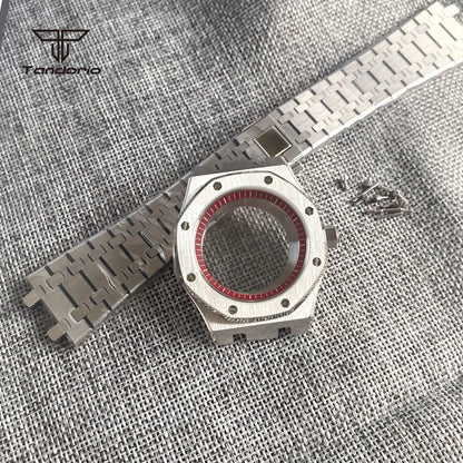 42mm Royal Oak AP Case Stainless Steel Brushed Octagon Watch Case Bracelet Glass Back Chapter Ring Sapphire Glass Fit NH35 NH36 Automatic Movement