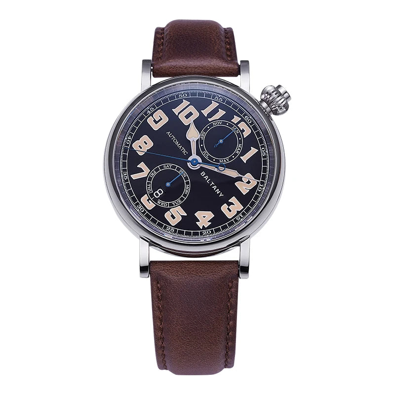 Customizable Baltany 41mm Polit Watch Man S6047 5ATM AR Sapphire Homage A-7 1935 Avigation Miyota 9122 Automatic Swiss Lume