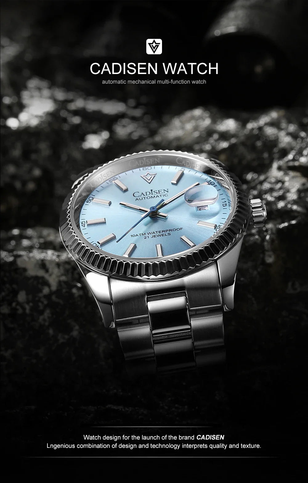 Cadisen C8214 DateJust Watch AR Sapphire MIYOTA 8215 10Bar C3 Lume 40MM