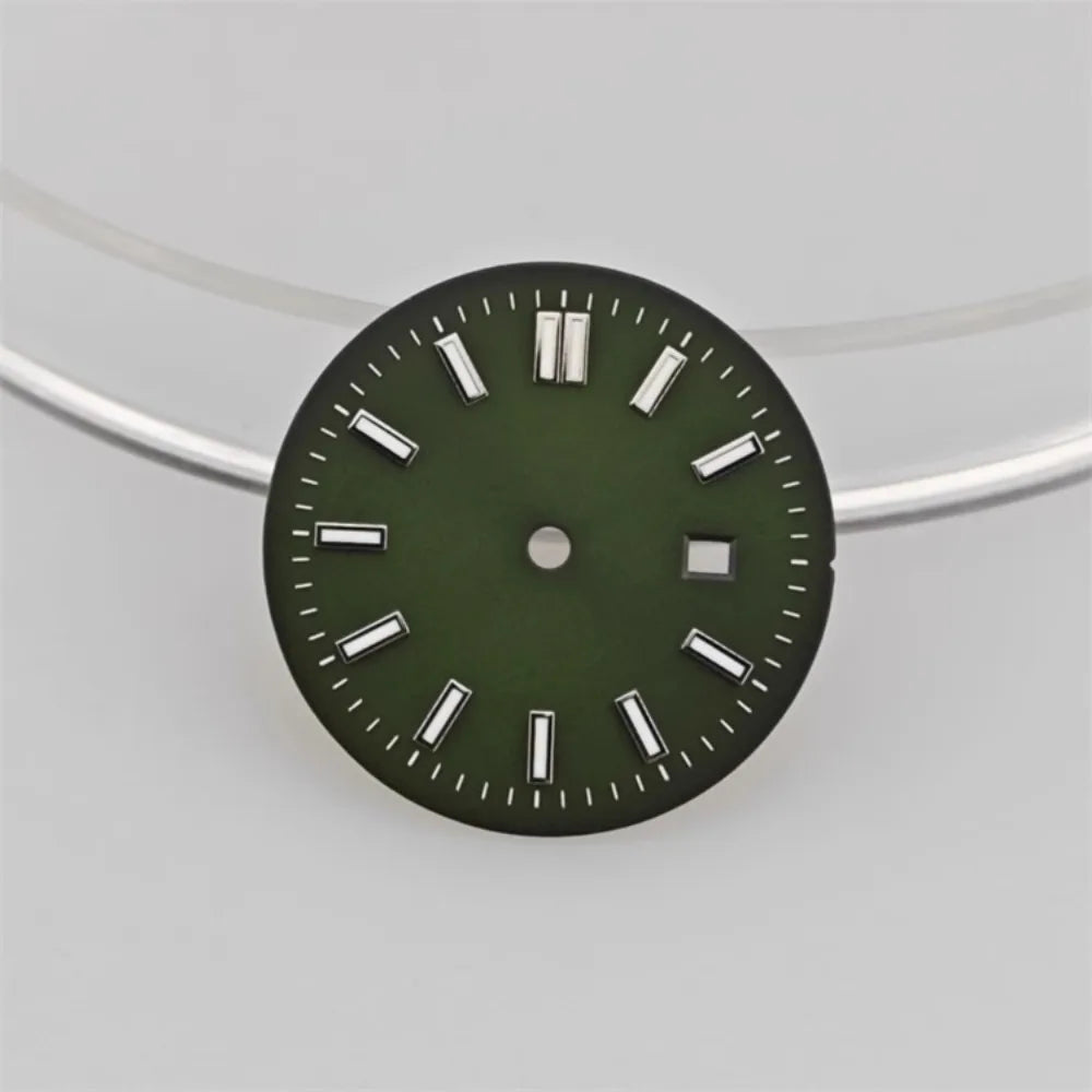 24.5MM Watch Dial Green Luminous Logbook Faces Women's Mechanical Watch Accessories for NH05 /NH06 Movement for 31mm Case