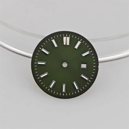 24.5MM Watch Dial Green Luminous Logbook Faces Women's Mechanical Watch Accessories for NH05 /NH06 Movement for 31mm Case