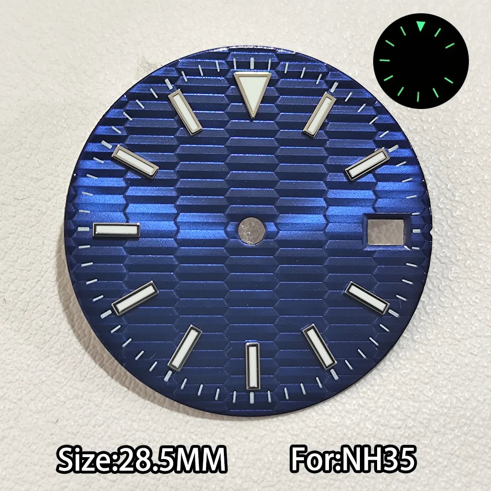28.5mm Watch Dial For NH 35 NH36 Movements Green Luminous Single/No Date just Calendar Dial Roman Men Watches Accessories