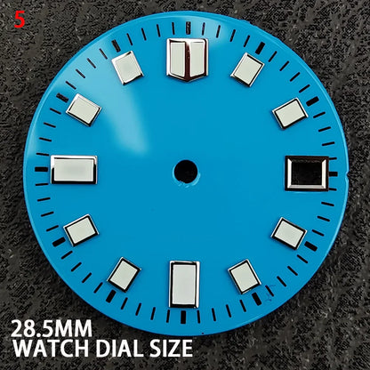 Modification 28.5mm Watch Dial Green Luminous Trend Watch Faces with Single Date Watch Accessory Suitable for NH35 Movement