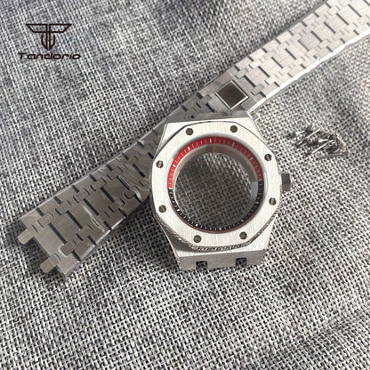 42mm Royal Oak AP Case Stainless Steel Brushed Octagon Watch Case Bracelet Glass Back Chapter Ring Sapphire Glass Fit NH35 NH36 Automatic Movement