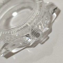 40mm Transparent Case For NH35 Case 20mm Watch Bands Set Green Luminous SUB Acrylic Plastic Case Clear Watch Case Accessories